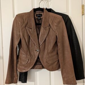 Brown AND Black Moda International Leather Women's Jackets XS